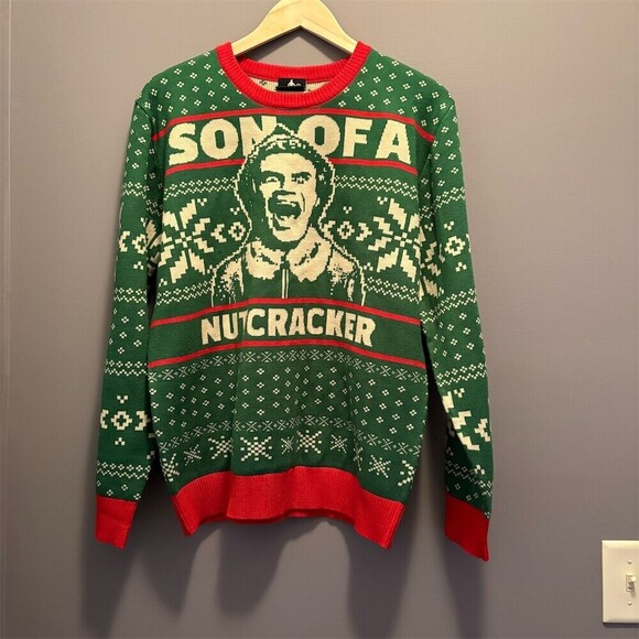 ELF Other - Elf Movie Son of a Nutcracker Ugly Christmas Sweater Men's L Green Red
